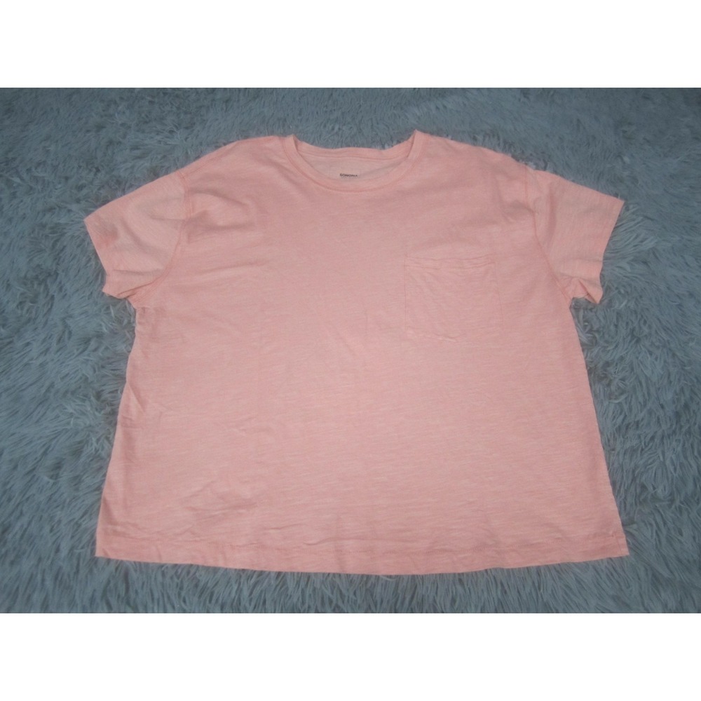 Sonoma Goods‎ For Life Shirt Womens Large Pink Pocket Short Sleeve Crewneck Top